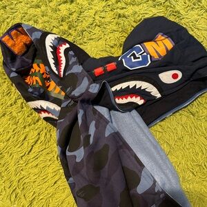 BAPE Navy Camouflage Shark Hoodie